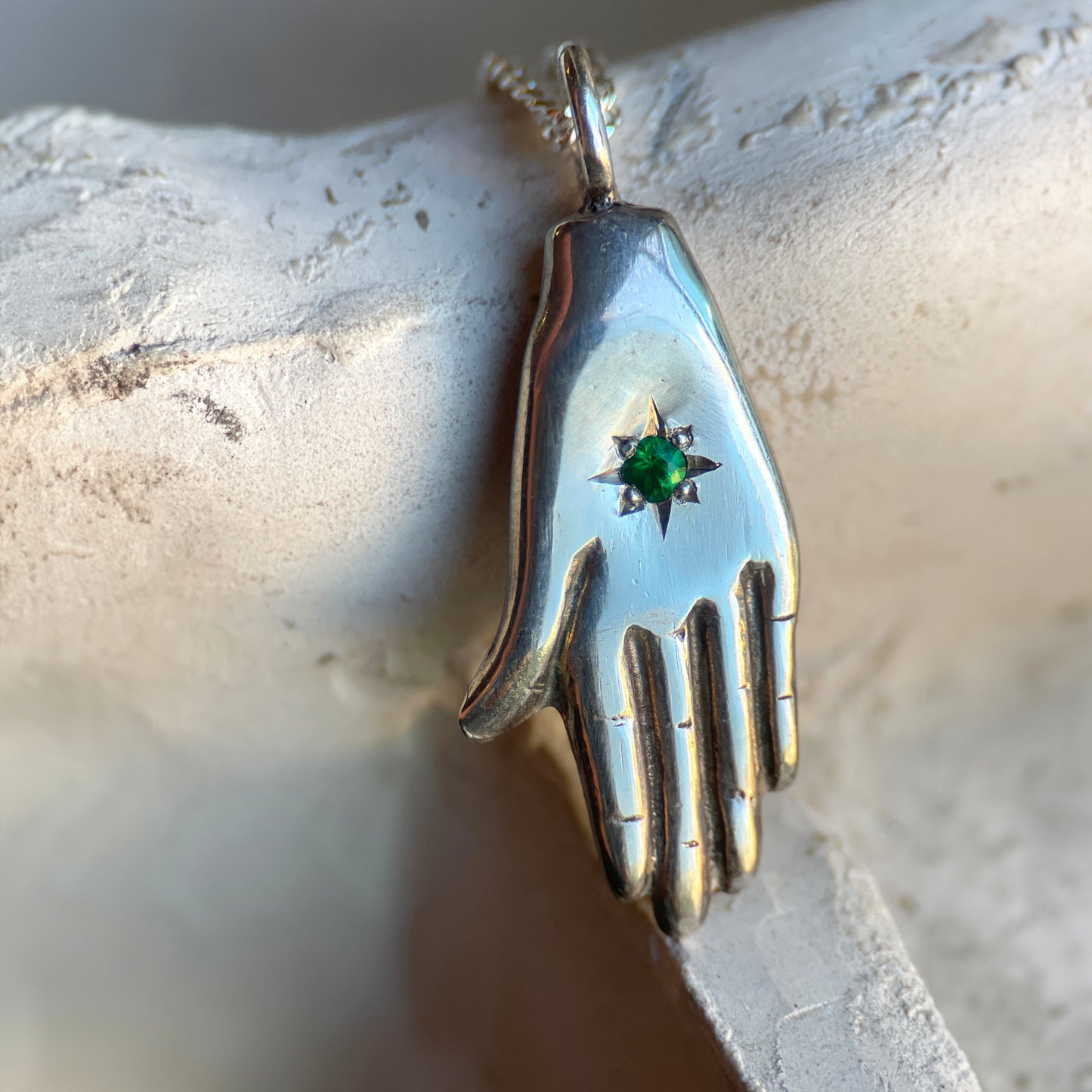 Protective Hand Pendant - Emerald