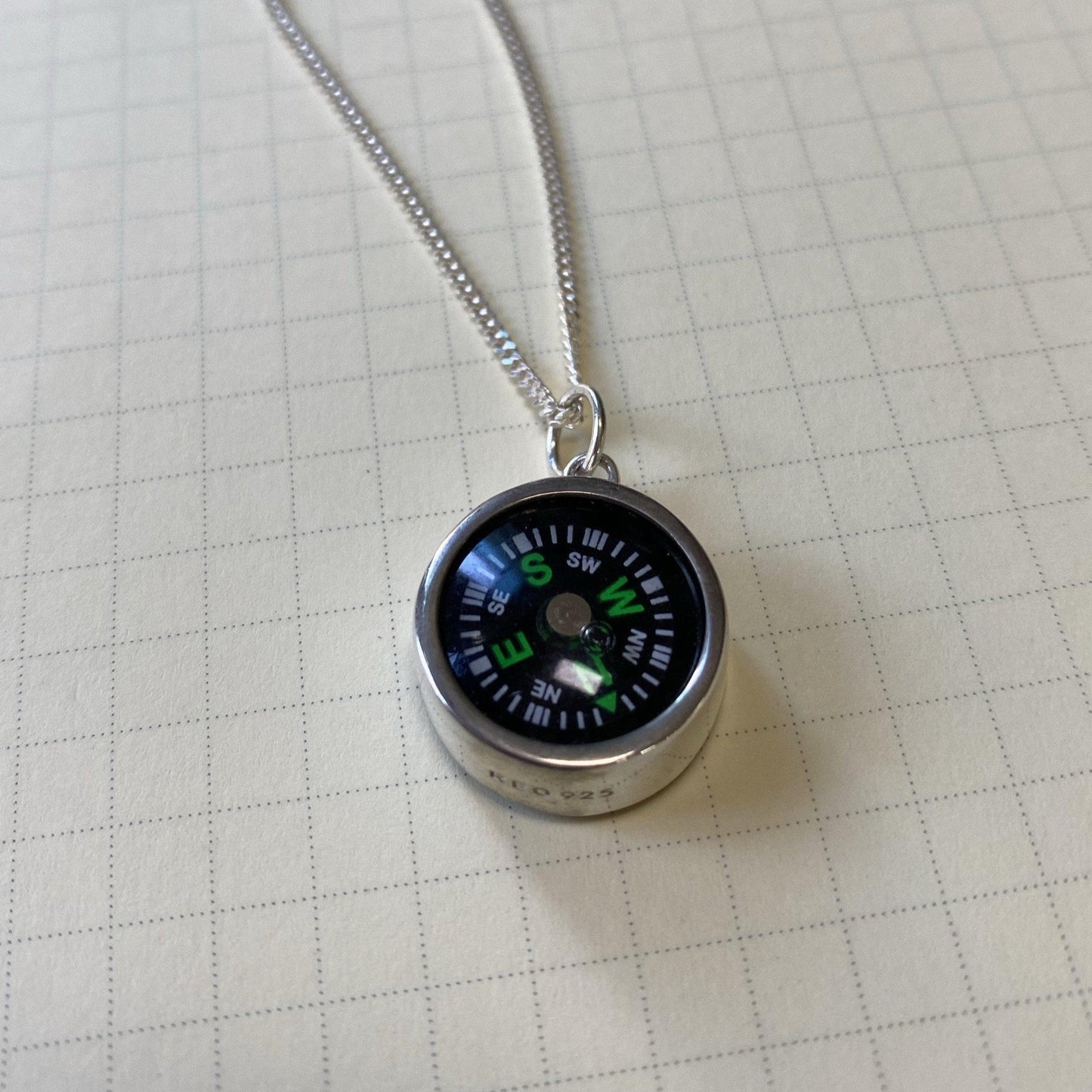 Sterling Silver Compass Necklace