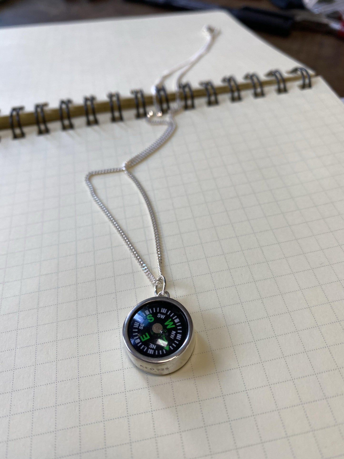 Sterling Silver Compass Necklace