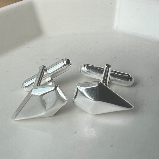 Hand Carved Silver 'Crystal' Cufflinks