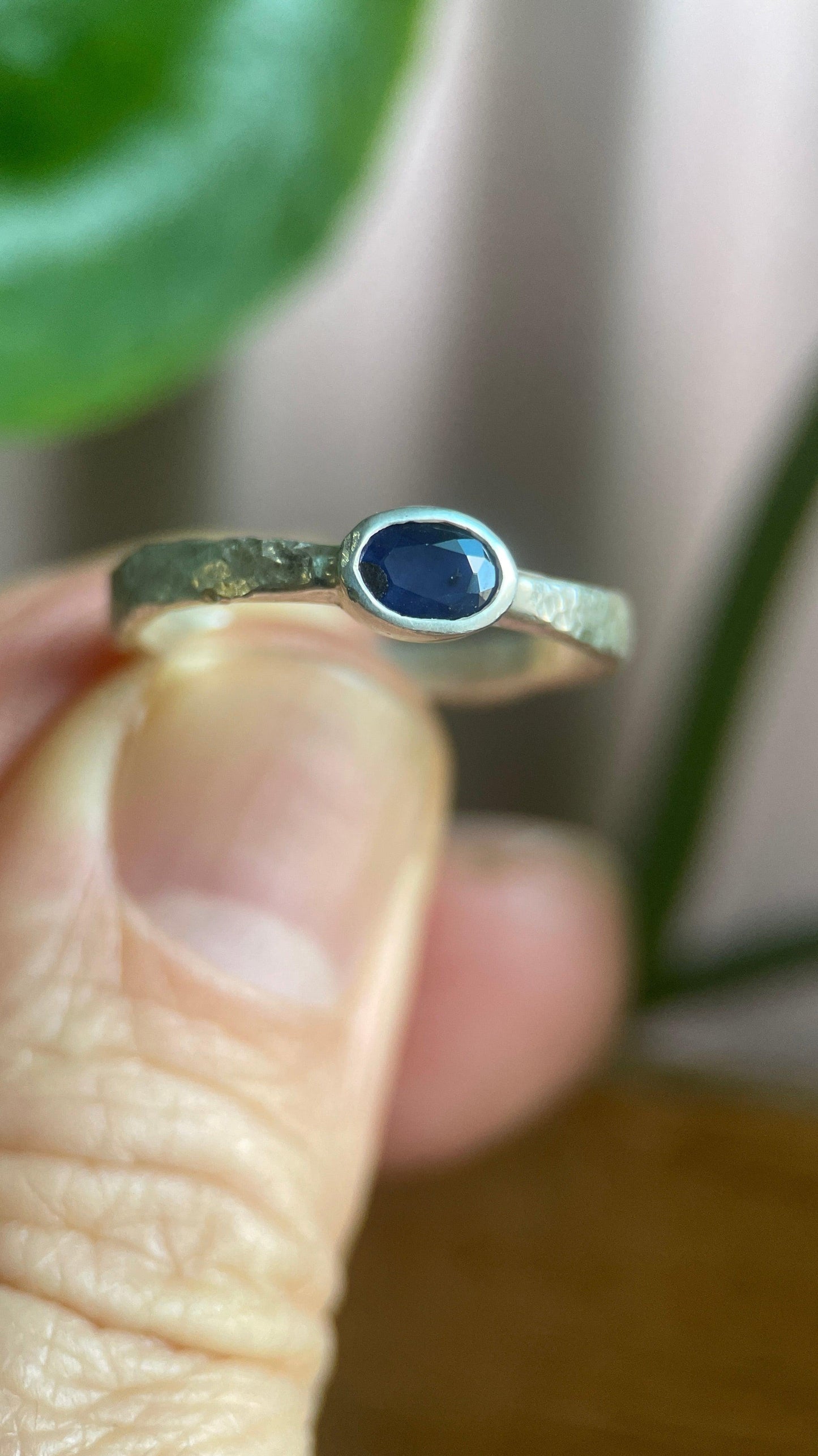 East West Ink Blue Sapphire Ring