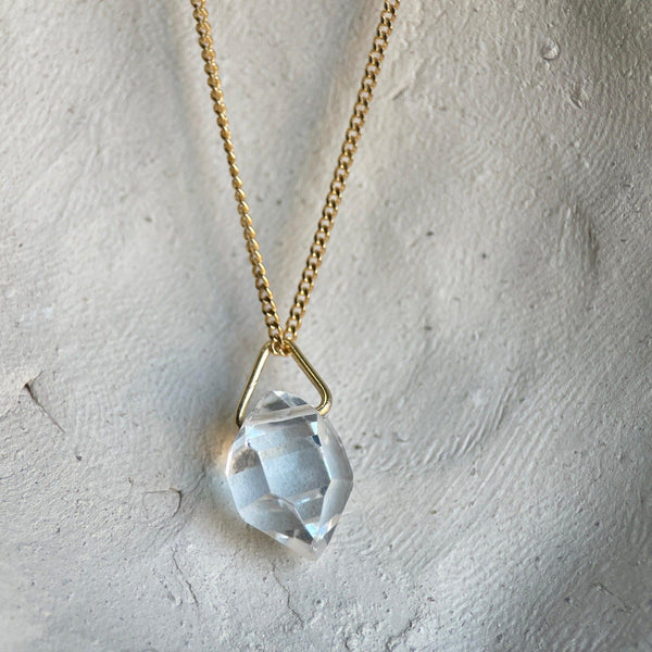 Solid Gold Herkimer Pendant
