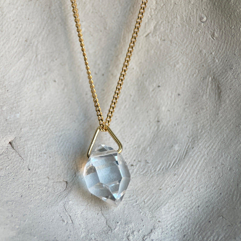 Solid Gold Herkimer Pendant