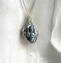 Anatomical Heart Locket pendant in sterling silver