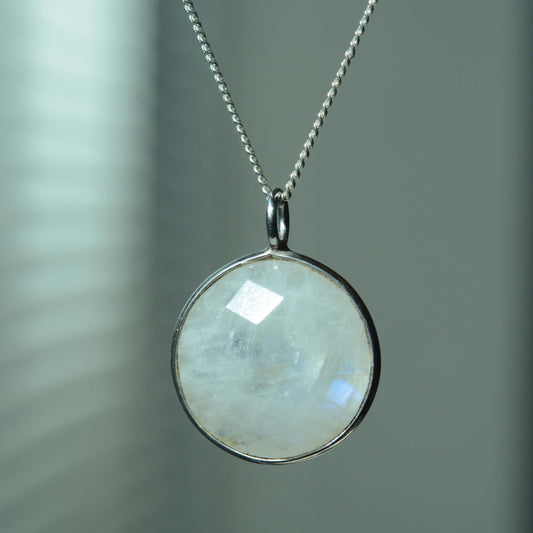 Little Moon Pendant - Rose Quartz, Moonstone, Aqua