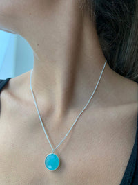Little Moon Pendant - Rose Quartz, Moonstone, Aqua