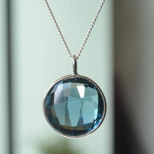 Little Moon Pendant - Iolite & Onyx