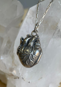 Anatomical Heart Locket pendant in sterling silver