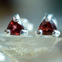 Trillion Cut Garnet Studs